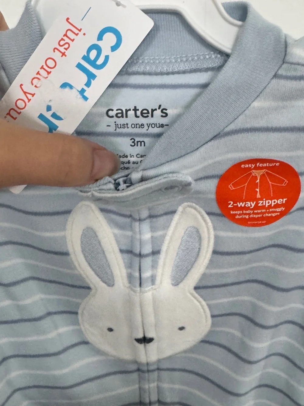 NWT Carters one piece bunny footie sz 3M - selling as set of two!